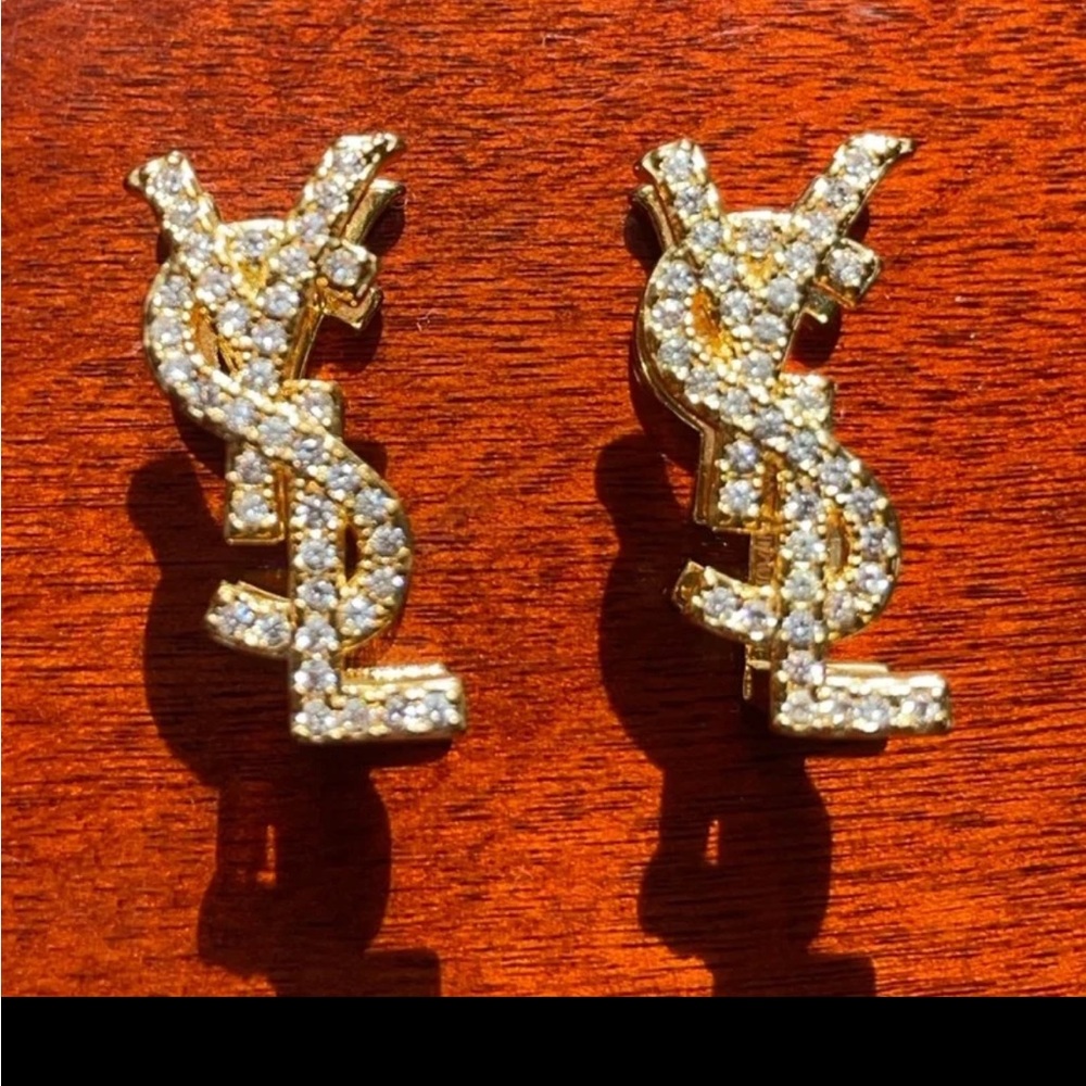 YSL Yves Saint Laurent Vintage Engraved Dangle Earrings